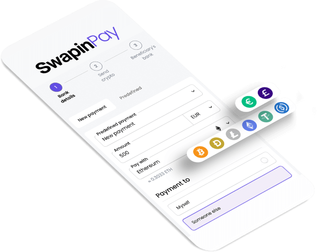 Pay any EUR or GBP bill with crypto using SwapinPay