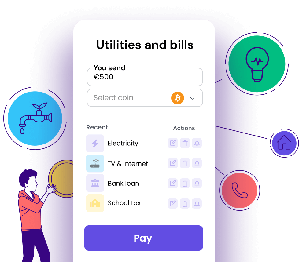 Pay any bill with crypto or send money to your friends and family with SwapinPay