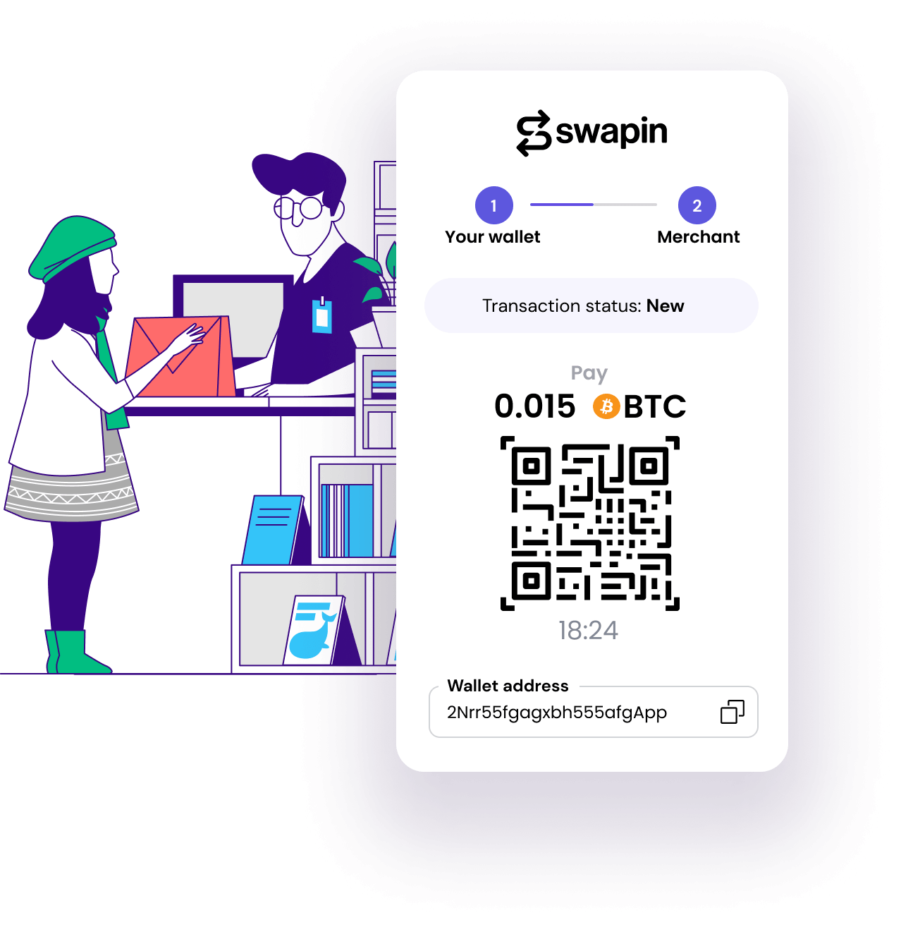 Let your customers pay with Bitcoin, Ether, USDC etc.