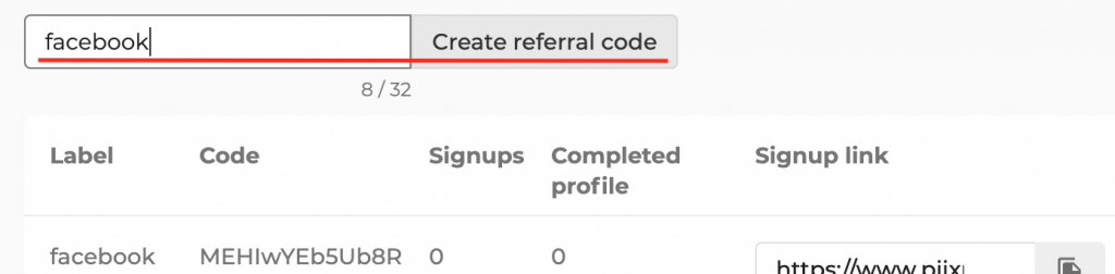 Creating referral code for Facebook